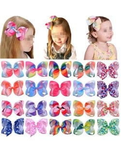 (20 pcs) 6 Inches Big Bowknot Baby Girl/ Kids Hair Clip Set