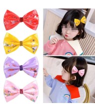 (4pcs) Fashion Elements Decorated 4.7 Inches Baby Girl Bowknot Hair Clip Set