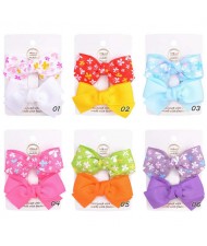 (6 pairs) Cute Flowers Prints Bowknot Hair Clip Set