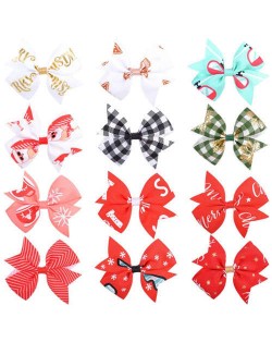 (12 pcs) High Fashion Holiday Style Baby Girl/ Kids Hair Clip Set