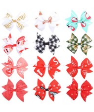 (12 pcs) High Fashion Holiday Style Baby Girl/ Kids Hair Clip Set