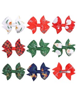 (8 pcs) Christmas Season Bowknot Baby Girl/ Kids Hair Clip Set