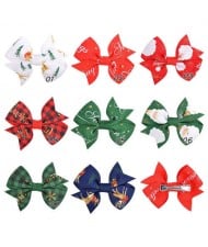 (8 pcs) Christmas Season Bowknot Baby Girl/ Kids Hair Clip Set