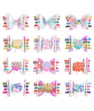 (12 pcs) Lollipop Bowknot and Butterfly Design Baby Girl Fashion Hair Clip Set