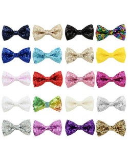 (20 pcs) Shining Sequins Cute Bowknot Baby Girl Hair Clip Set