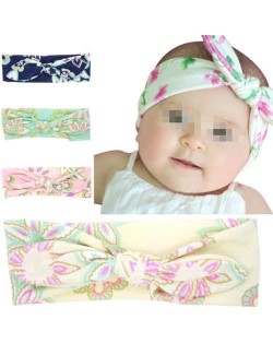 (4 pcs) Floral Prints Baby Bowknot Hair Band Set