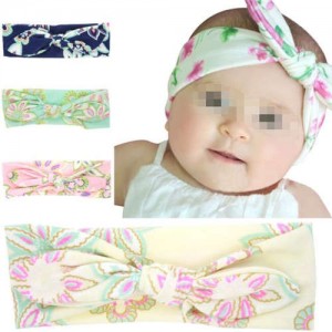 (4 pcs) Floral Prints Baby Bowknot Hair Band Set