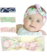 (4 pcs) Floral Prints Baby Bowknot Hair Band Set