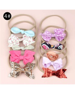 (10pcs) U.S. High Fashion Flowers and Bowknots Combo Hair Rubber Band Set - NO.4