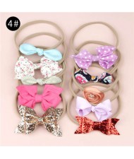 (10pcs) U.S. High Fashion Flowers and Bowknots Combo Hair Rubber Band Set - NO.4