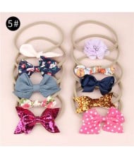 (10pcs) U.S. High Fashion Flowers and Bowknots Combo Hair Rubber Band Set - NO.5