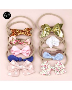 (10pcs) U.S. High Fashion Flowers and Bowknots Combo Hair Rubber Band Set - NO.6