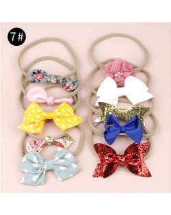 (10pcs) U.S. High Fashion Flowers and Bowknots Combo Hair Rubber Band Set - NO.7