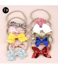 (10pcs) U.S. High Fashion Flowers and Bowknots Combo Hair Rubber Band Set - NO.7
