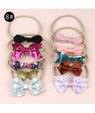 (10pcs) U.S. High Fashion Flowers and Bowknots Combo Hair Rubber Band Set - NO.8
