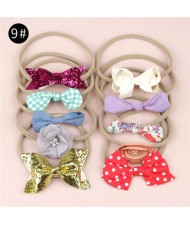 (10pcs) U.S. High Fashion Flowers and Bowknots Combo Hair Rubber Band Set - NO.9