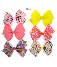 (6 pcs) U.S. High Fashion Colorful Bowknot Baby Girl Hair Clip Set/ Hair Accessories - NO.2