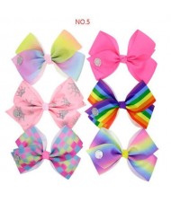 (6 pcs) U.S. High Fashion Colorful Bowknot Baby Girl Hair Clip Set/ Hair Accessories - NO.5