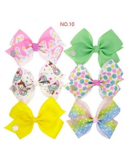 (6 pcs) U.S. High Fashion Colorful Bowknot Baby Girl Hair Clip Set/ Hair Accessories - NO.10