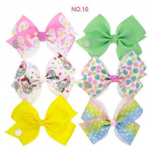 (6 pcs) U.S. High Fashion Colorful Bowknot Baby Girl Hair Clip Set/ Hair Accessories - NO.10