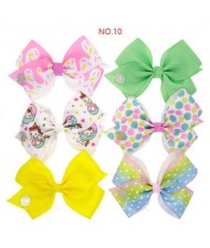 (6 pcs) U.S. High Fashion Colorful Bowknot Baby Girl Hair Clip Set/ Hair Accessories - NO.10
