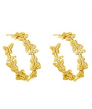 Cubic Zirconia Embellished Butterflies Golden Women Earrings