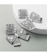 Rhinestone Bowknot Design Unique Fashion Women Alloy Costume Earrings - Silver