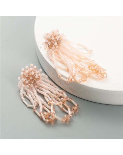 Mini Beads Tassel Fashion Pinky Style Women Costume Earrings