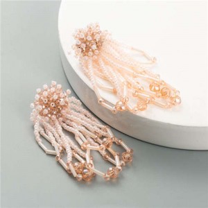 Mini Beads Tassel Fashion Pinky Style Women Costume Earrings