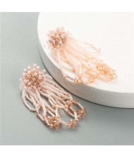 Mini Beads Tassel Fashion Pinky Style Women Costume Earrings