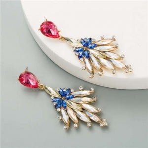 Rhinestone Rhombus Shape Shining Design Women Fashion Earrings