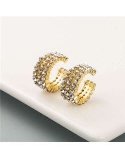 Rhinestone Embellished Creative C Type Women Fashion Earrings - White