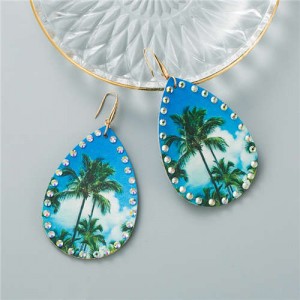 Coconut Trees Prints Beach Fashion Waterdrop Women Costume Earrings