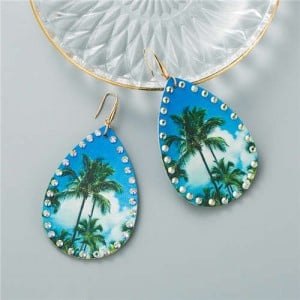 Coconut Trees Prints Beach Fashion Waterdrop Women Costume Earrings