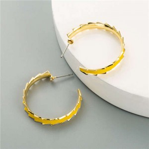 Oil-spot Glazed Hoop Fashion Western Style Women Earrings - Yellow