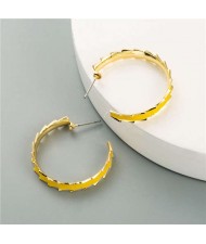 Oil-spot Glazed Hoop Fashion Western Style Women Earrings - Yellow