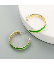 Oil-spot Glazed Hoop Fashion Western Style Women Earrings - Green