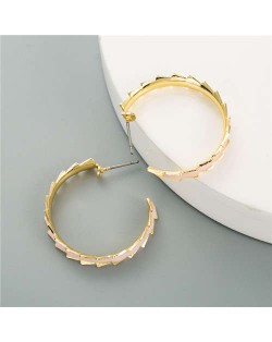 Oil-spot Glazed Hoop Fashion Western Style Women Earrings - Pink