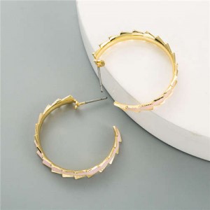Oil-spot Glazed Hoop Fashion Western Style Women Earrings - Pink
