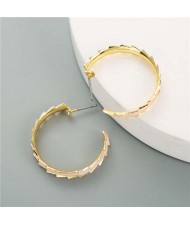 Oil-spot Glazed Hoop Fashion Western Style Women Earrings - Pink