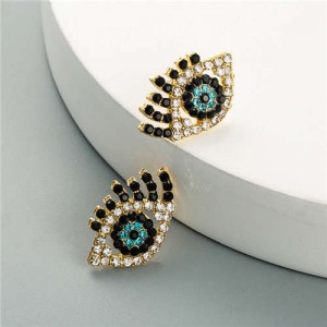 U.S. High Fashion Charming Eyes Vintage Design Shining Fashion Women Earrings - Black