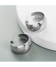 U.S. Punk Fashion Shiny Bold Hoop Design Women Costume Earrings - Silver