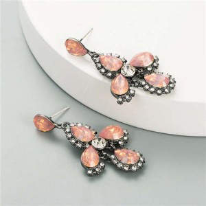 Rhinestone Embellished Cross Design Vintage Fashion Women Earrings