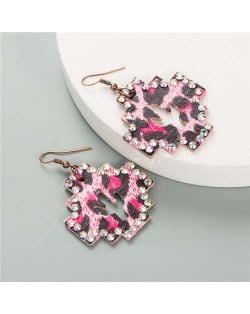 Vintage Bohemian Fashion Hollow Cactus Cross Design Women Costume Earrings - Rose