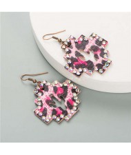 Vintage Bohemian Fashion Hollow Cactus Cross Design Women Costume Earrings - Rose