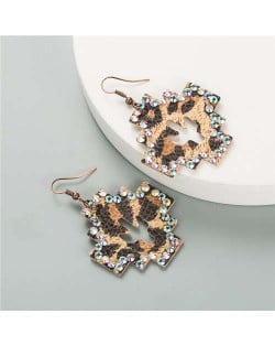 Vintage Bohemian Fashion Hollow Cactus Cross Design Women Costume Earrings - Coffee