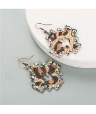 Vintage Bohemian Fashion Hollow Cactus Cross Design Women Costume Earrings - Coffee