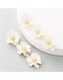 Flowers Bohemian Fashion Western Style Women Boutique Earrings - White