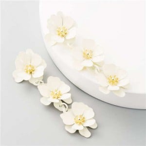 Flowers Bohemian Fashion Western Style Women Boutique Earrings - White