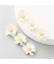 Flowers Bohemian Fashion Western Style Women Boutique Earrings - White
